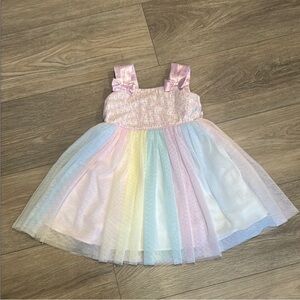 NWOT Jona Michelle Pink Rainbow Tulle Dress Size 2T‎